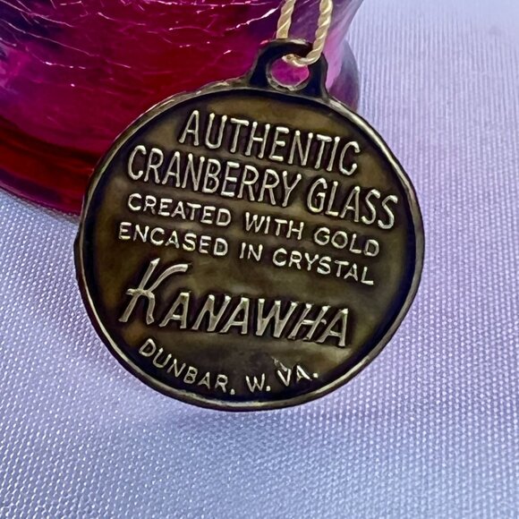 Kanawha Handblown Small Pitcher Vintage Cranberry Crackle Glass 5 1/4" with Tag - Picture 4 of 11